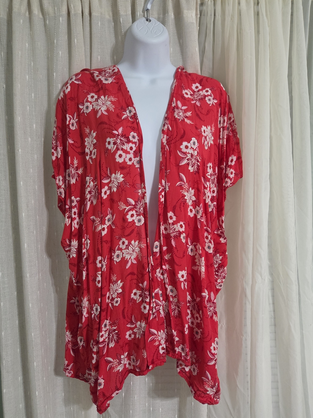 LOFT Red Floral Kimono Cover-Up